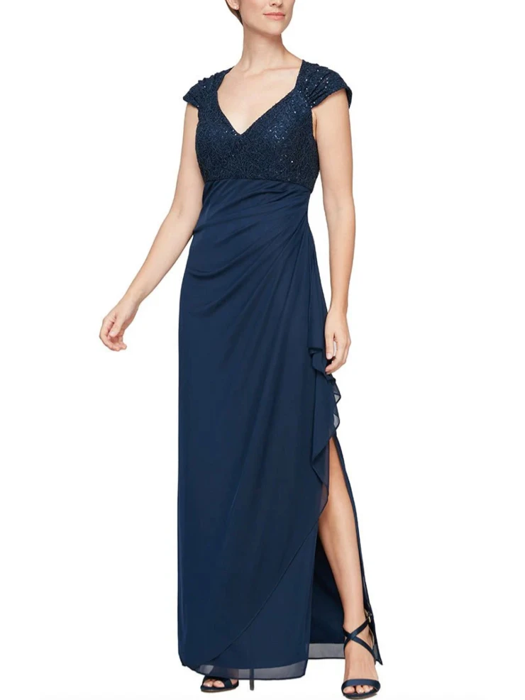 green emerald velvet dress Alex Evenings Black Cold Shoulder Gown main image 0
