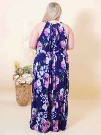Jessica Howard Halter Floral Chiffon Gown JH2W3015 #1 thumbnail