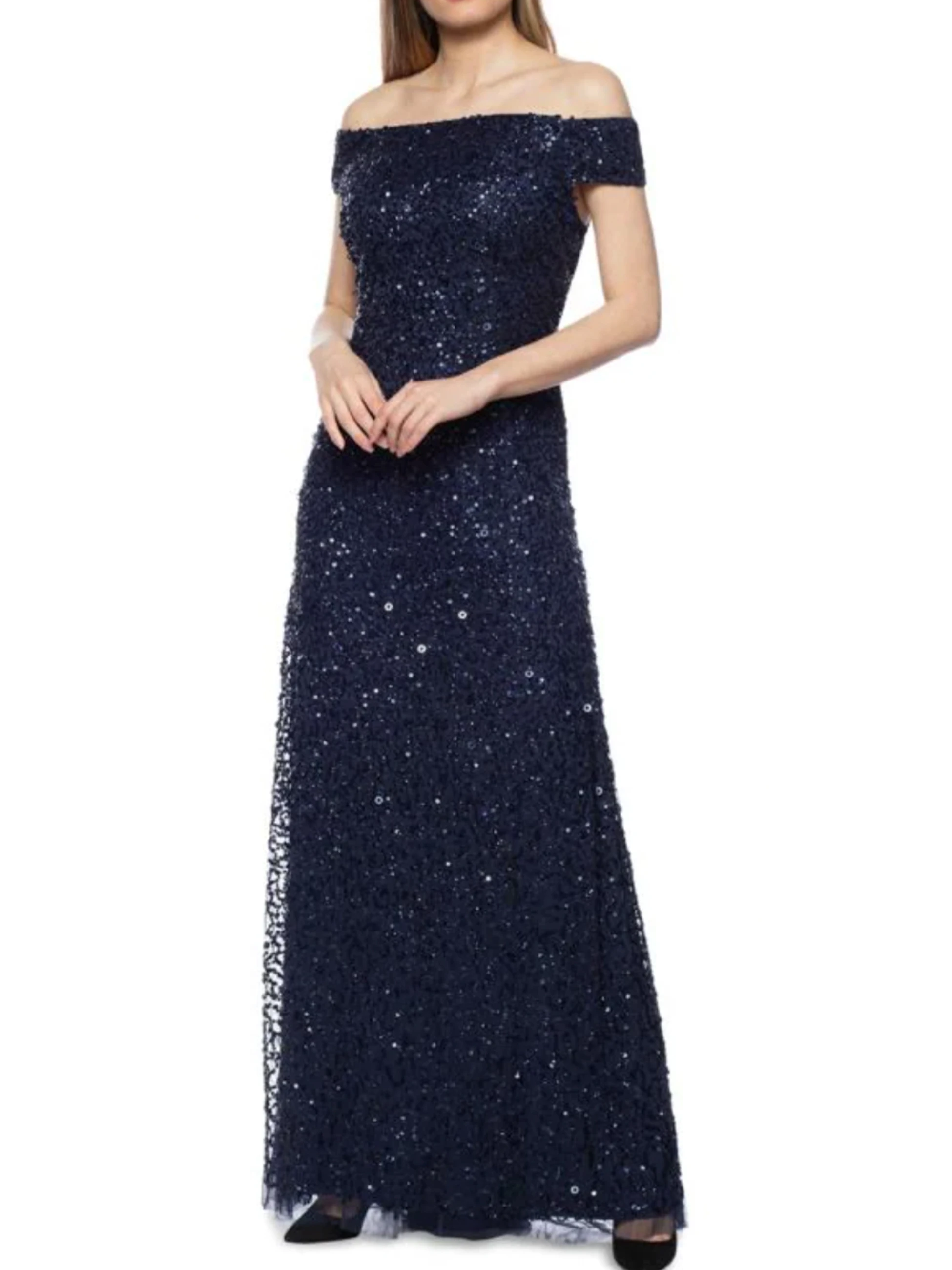 slim fit dress slacks BABARONI Sequin Metallic Gold Bridesmaid Dresses Halter Sweep/Brush Train  Sleeveless Beaded Trumpet/Mermaid main image 1