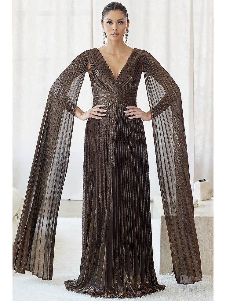 huge bridesmaid dresses Ever-Pretty High-Waisted Chiffon High Slit Budget Bridesmaid Dress with V-Neck and Elegant Ruffles main image 1