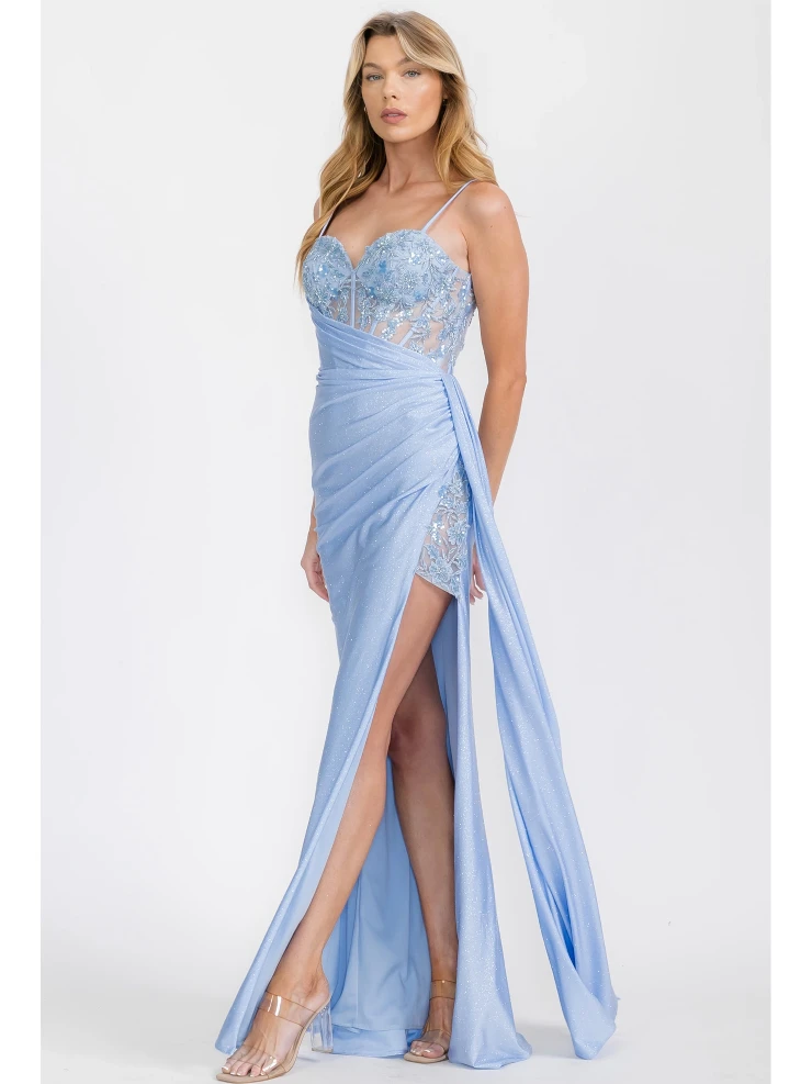 fashion bug formal dresses Off-the-Shoulder Long Jersey Prom Dress with Side Sash Rose Gold / 2XLarge main image 1