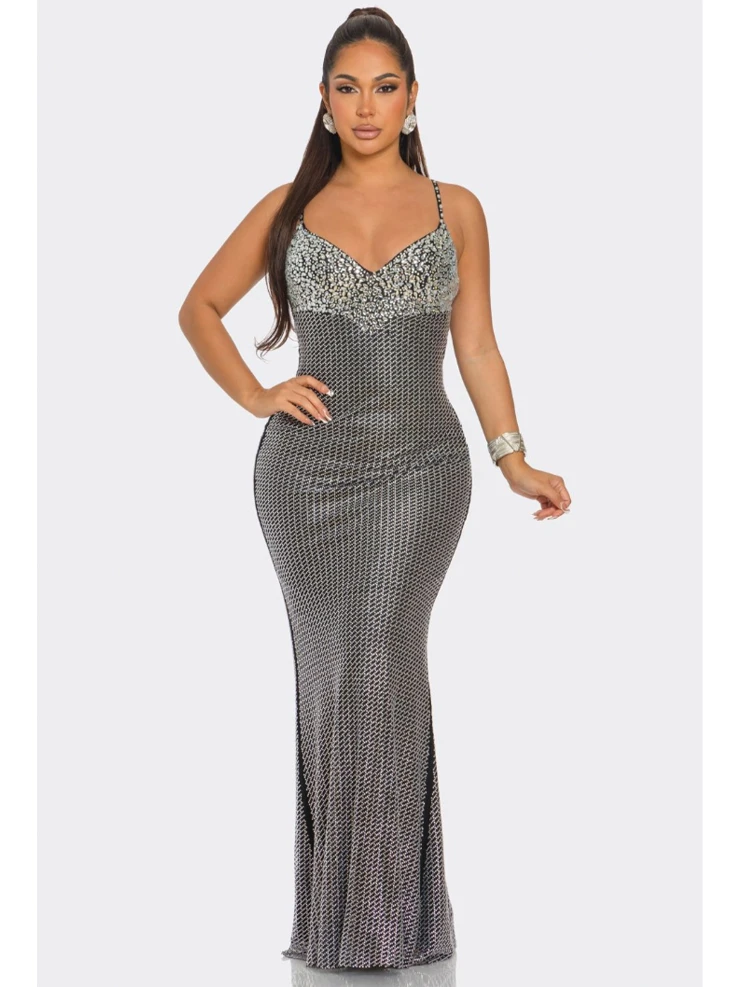 banjul sequin dress Banjul Maxi Dress Womens Black Sequin Off the Shoulder Naked Lace Back  Zipper