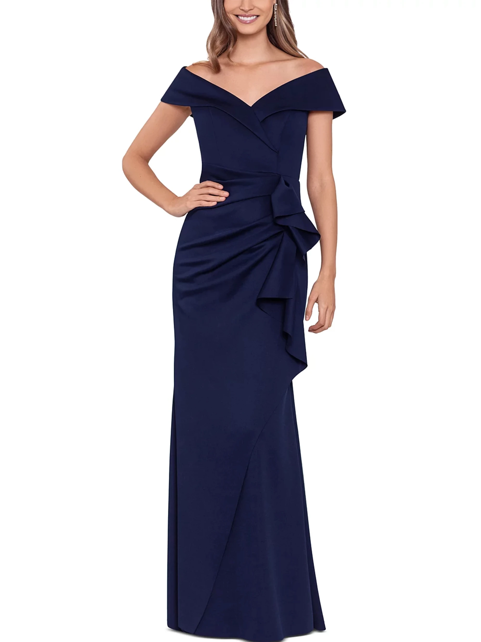 xscape blue and gold dress Xscape Evenings Brocade Sleeveless Dress 6742X