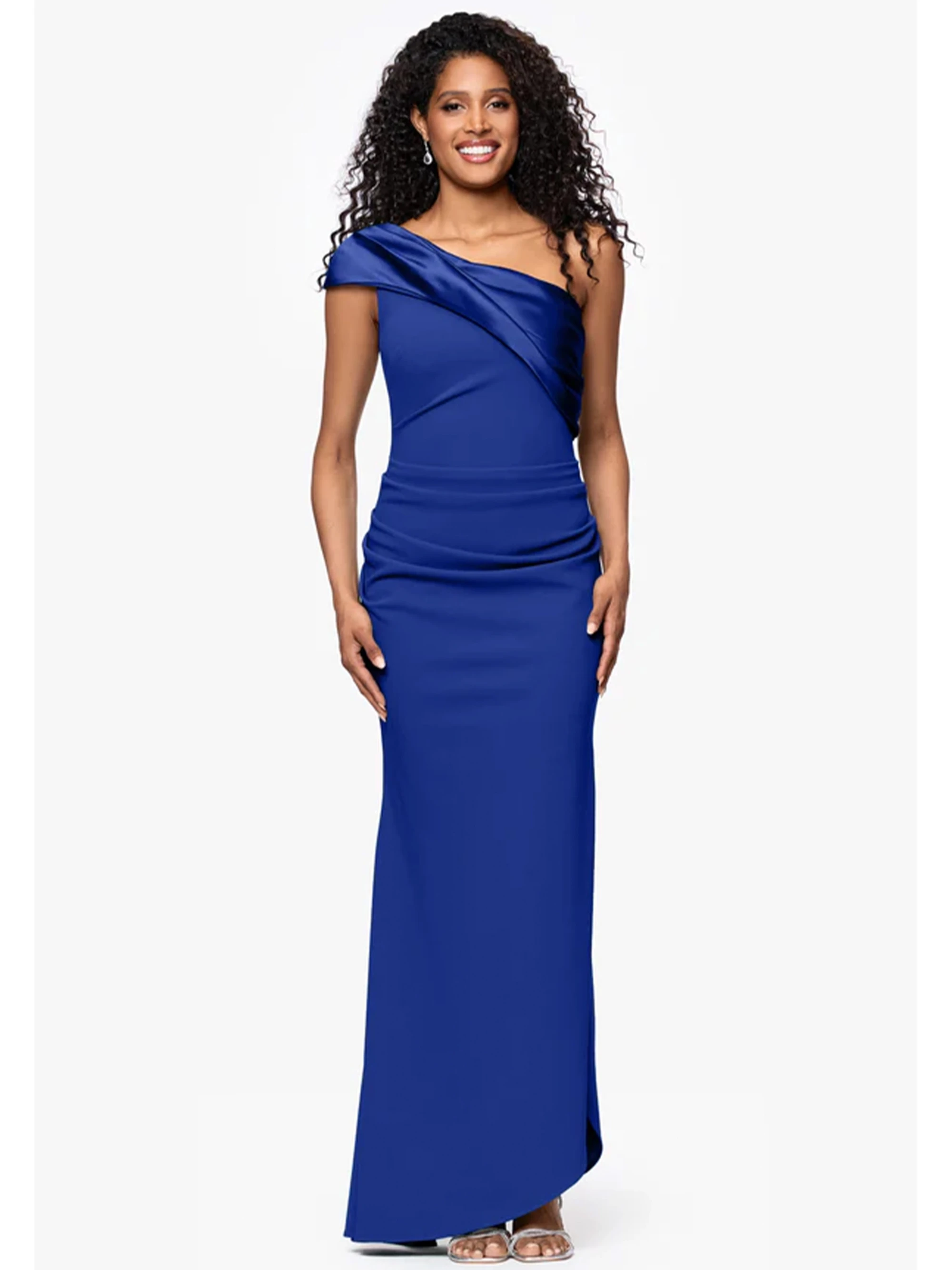betsy and adam blue dress Cute Mermaid Spaghetti Straps Royal Blue Satin Long Prom Dresses, Royal Blue / Custom Size