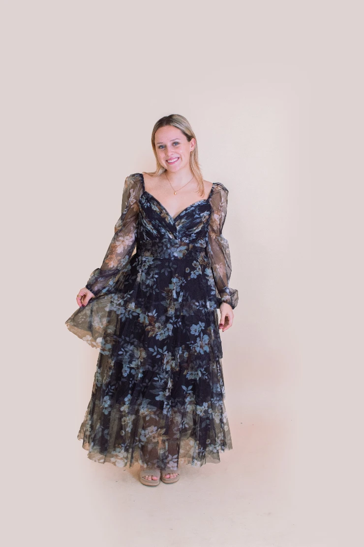 chinese dress ladies Crochet Floral Print Maxi Dress - Soieblu Dress main image 0