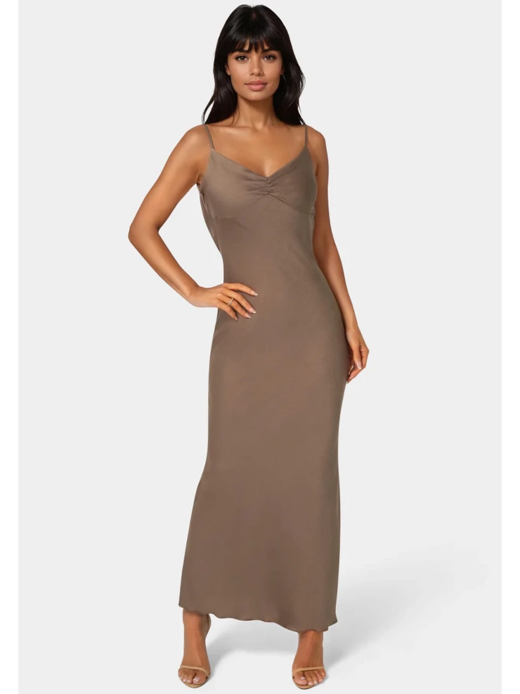 bebe bridesmaid dresses Bebe Womens One Shoulder Bell Sleeve Satin Dress