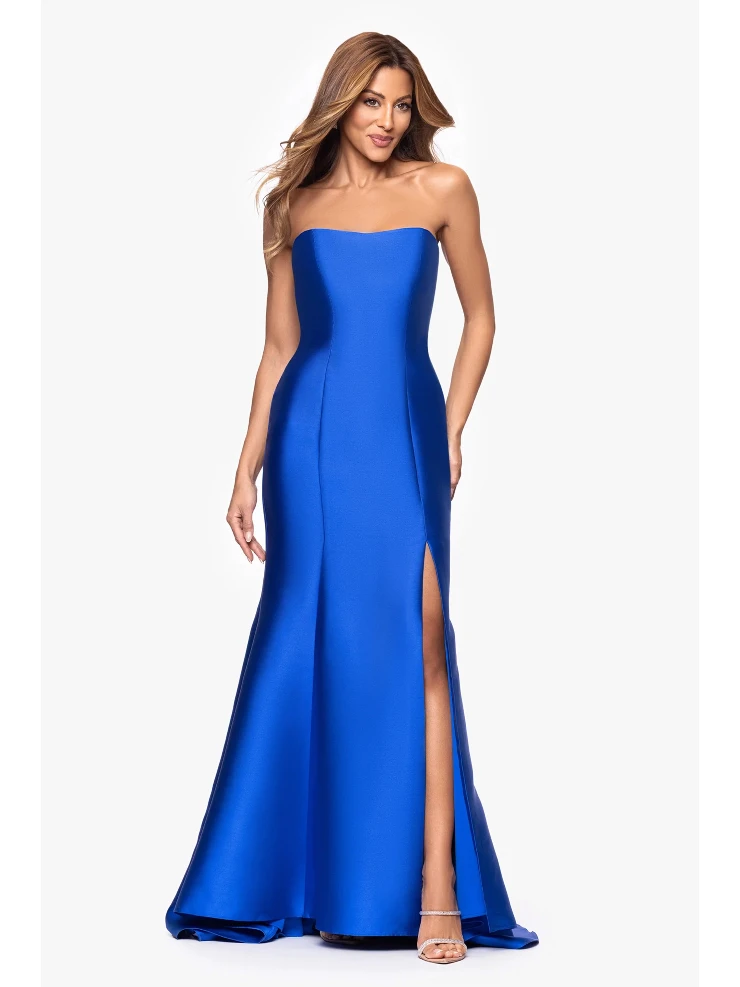 betsy adams blue dress Betsy & Adam Shoulder-Bow Long Prom Dress A26256 Royal / 2