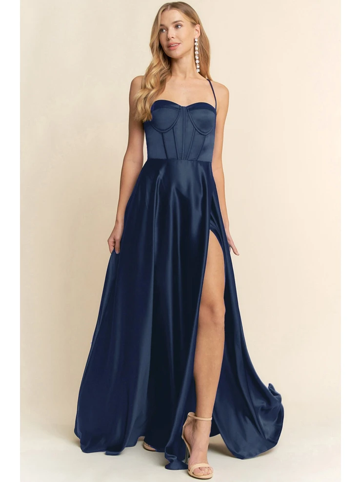 huge bridesmaid dresses High-Slit Chiffon Plus Size Bridesmaid Dress with Long Sleeves and Waist Pleating main image 0